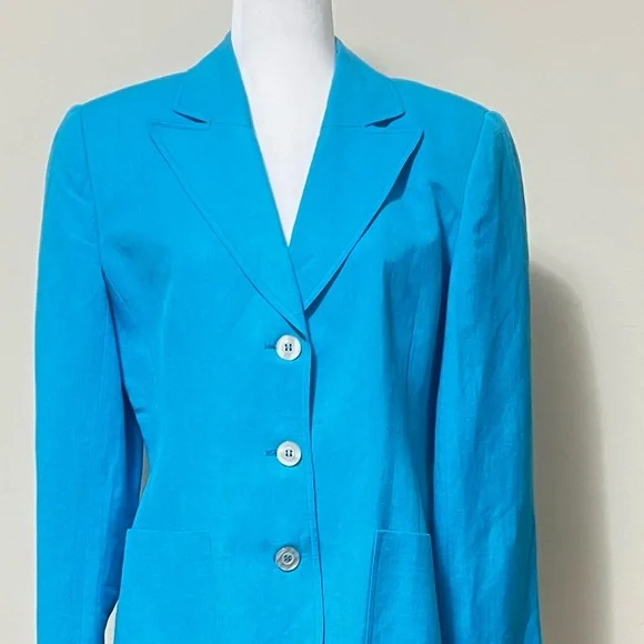 Giorgio Sant’ Angelo NEW Sky Blue Linen Rayon 3 Button Spring Blazer Jacket 10 - Picture 6 of 14